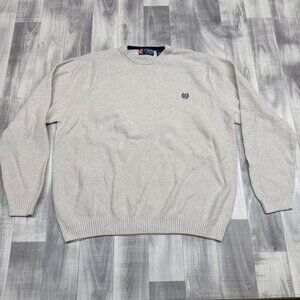 ✅ Mens XL Chaps Ralph Lauren Knitted Cotton Pullover Sweater Crewneck Logo Beige